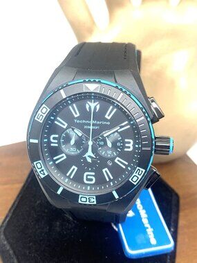 Technomarine Men's Watch TM-115058 Quartz Chronograph Blue Black Rubber 44mm